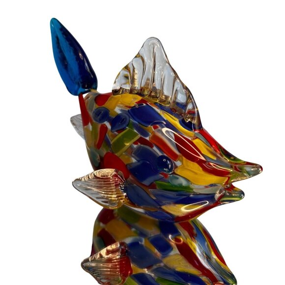Murano Art Glass Fish Sculpture Handblown Multicolor Millefiori 8½"x 6½" - Picture 2 of 11